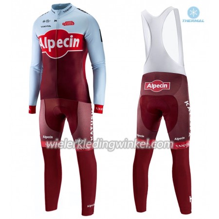 Set Fietsshirt Lange Mouw + Lange Koersbroek 2018 Team Katusha-Alpecin N001 Winter Thermal Fleece